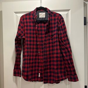 Weatherproof Vintage Men’s Button Front Flannel Shirt, Red & Blue, Size Large